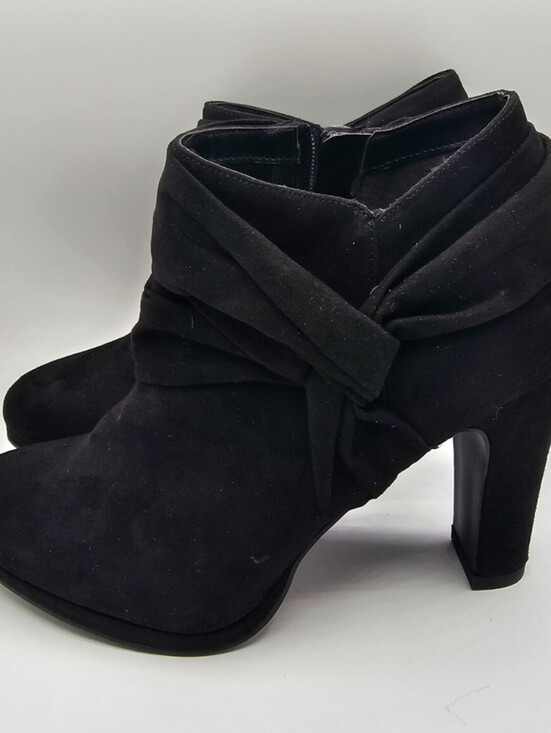 Fergalicious Shoes - Fergalicious by Fergie Womens Sz 9.5 Ankle Booties High Heels Black Faux Suede